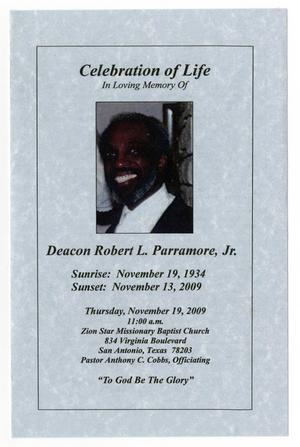 Primary view of object titled '[Funeral Program for Robert L. Parramore, Jr., November 19, 2009]'.
