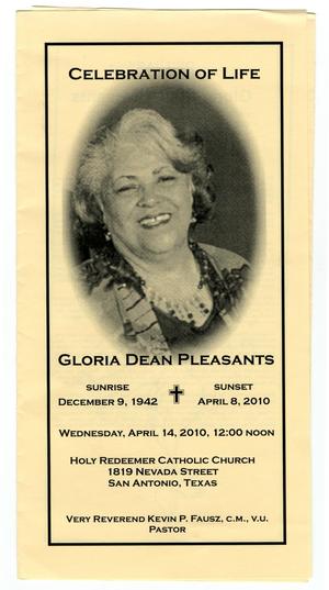 Primary view of object titled '[Funeral Program for Gloria Dean Pleasants, April 14, 2010]'.
