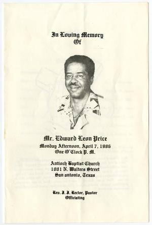 Primary view of object titled '[Funeral Program for Edward Leon Price, April 7, 1986]'.