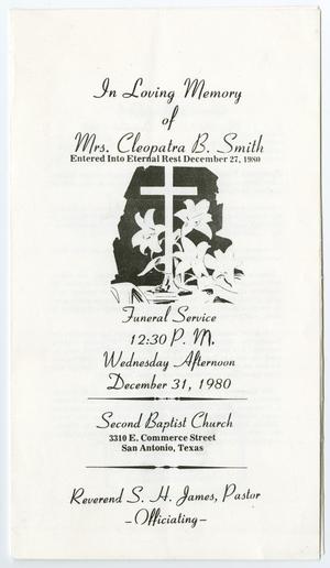 Primary view of object titled '[Funeral Program for Cleopatra B. Smith, December 31, 1980]'.