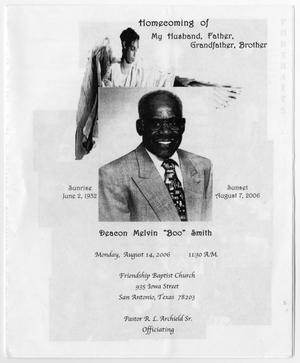 Primary view of object titled '[Funeral Program for Melvin Smith, August 14, 2006]'.