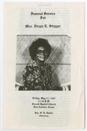 Primary view of object titled '[Funeral Program for Virgie L. Stigger, May 22, 1987]'.