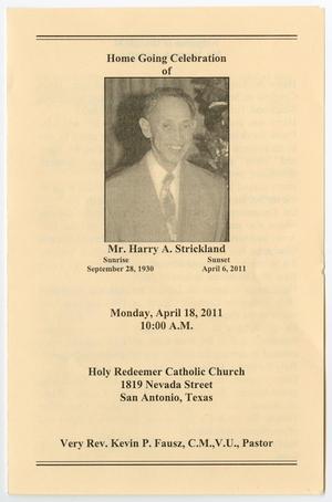 Primary view of object titled '[Funeral Program for Harry A. Strickland, April 18, 2011]'.