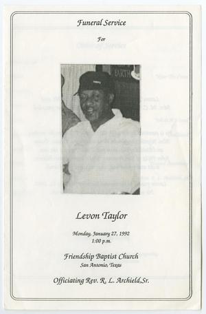Primary view of object titled '[Funeral Program for Levon Taylor, January 27, 1992]'.