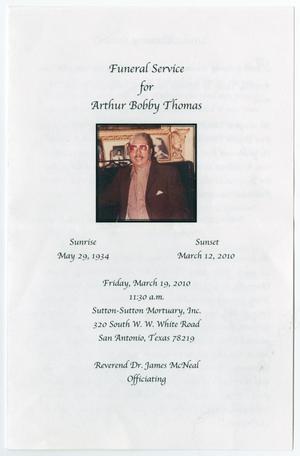Primary view of object titled '[Funeral Program for Arthur Bobby Thomas, March 19, 2010]'.