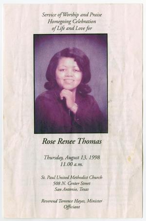 Primary view of object titled '[Funeral Program for Rose Renee Thomas, August 13, 1998]'.