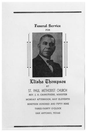 Primary view of object titled '[Funeral Program for Elisha Thompson, May 11, 1959]'.