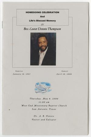 Primary view of object titled '[Funeral Program for Lester Dennis Thompson, May 4, 2006]'.
