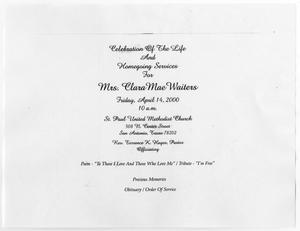 Primary view of object titled '[Funeral Program for Clara Mae Waiters, April 14, 2000]'.