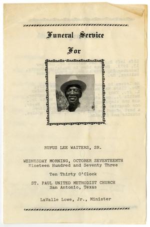 Primary view of object titled '[Funeral Program for Rufus Lee Waiters, Sr., October 17, 1973]'.