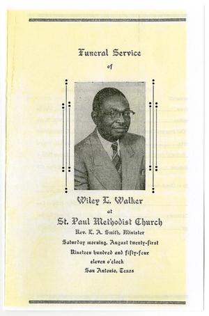 Primary view of object titled '[Funeral Program for Wiley L. Walker, August 21, 1954]'.