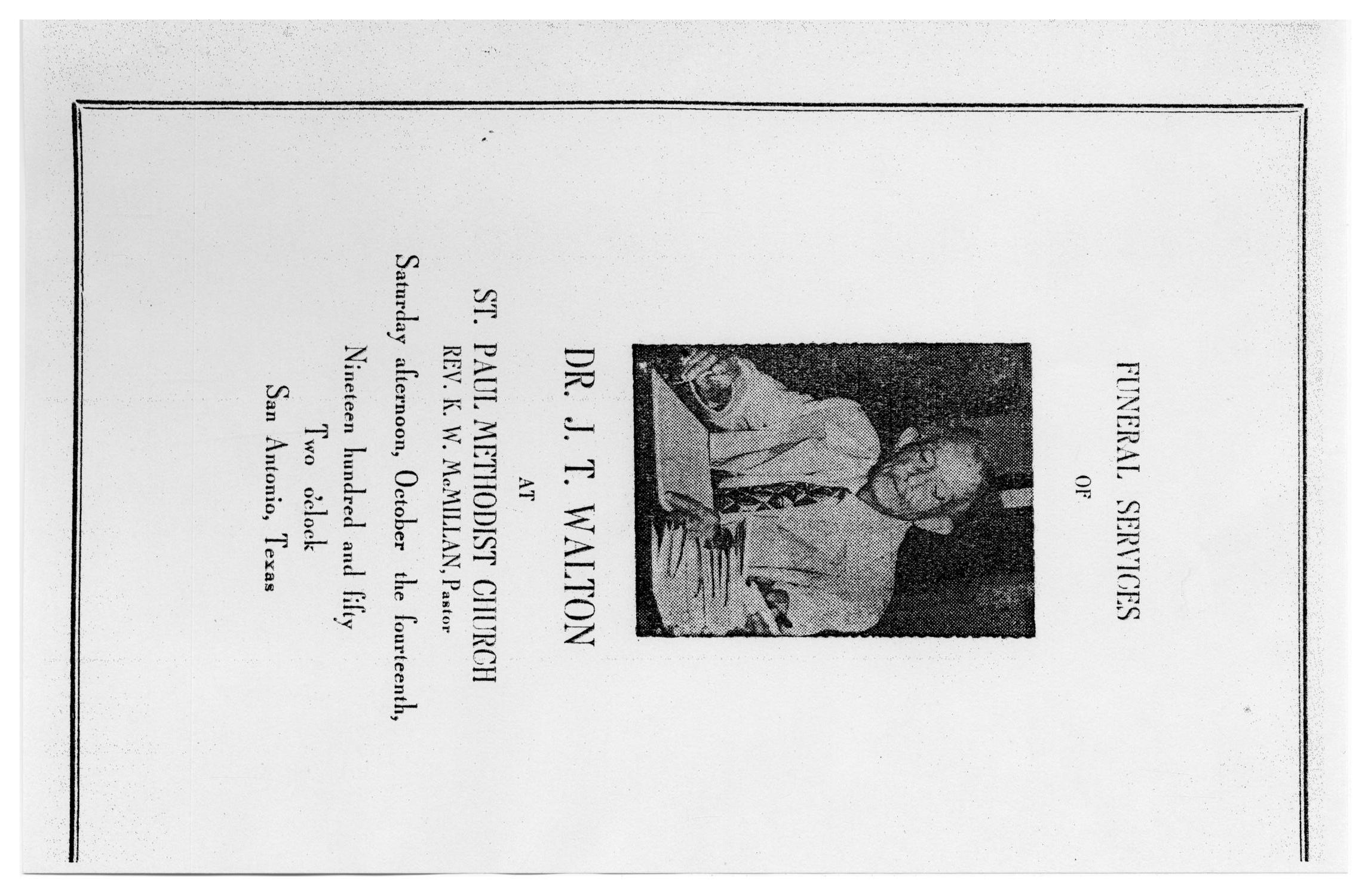 [Funeral Program for J. T. Walton, October 14, 1950]
                                                
                                                    [Sequence #]: 1 of 3
                                                