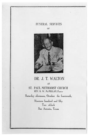 Primary view of object titled '[Funeral Program for J. T. Walton, October 14, 1950]'.