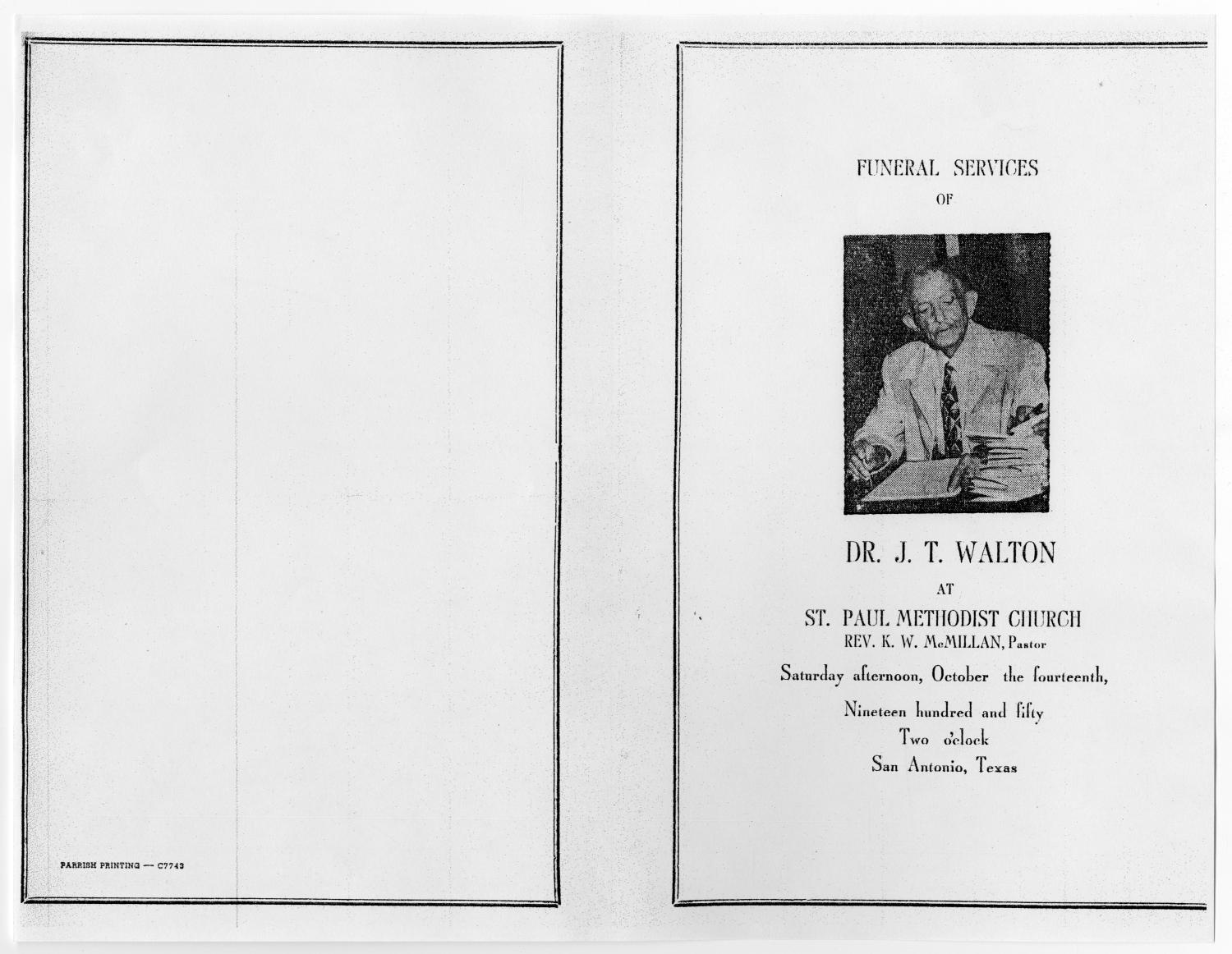[Funeral Program for J. T. Walton, October 14, 1950]
                                                
                                                    [Sequence #]: 3 of 3
                                                