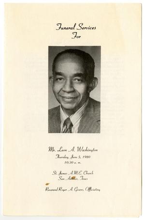 Primary view of object titled '[Funeral Program for Leon A. Washington, June 5, 1980]'.