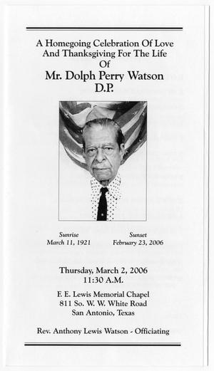 Primary view of object titled '[Funeral Program for Dolph Perry Watson, March 2, 2006]'.