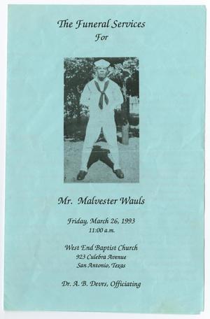 Primary view of object titled '[Funeral Program for Malvester Wauls, March 26, 1993]'.