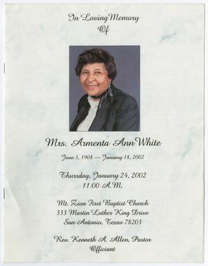 Primary view of object titled '[Funeral Program for Armenta Ann White, January 24, 2002]'.