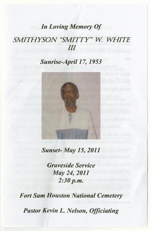 Primary view of object titled '[Funeral Program for Smithyson W. White, III, May 24, 2011]'.