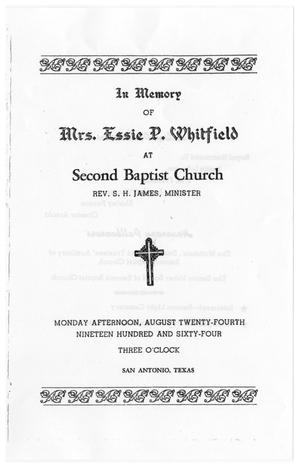 Primary view of object titled '[Funeral Program for Essie P. Whitfield, August 24, 1964]'.