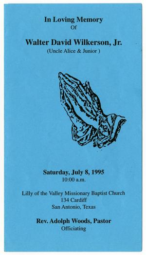 Primary view of object titled '[Funeral Program for Walter David Wilkerson, Jr., July 8, 1995]'.
