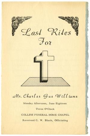 Primary view of object titled '[Funeral Program for Charles Gus Williams, June 18, 1962]'.
