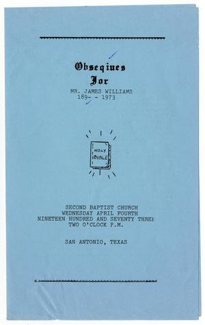 Primary view of object titled '[Funeral Program for James Williams, April 4, 1973]'.