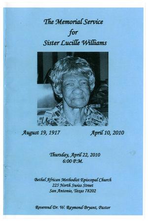 Primary view of object titled '[Funeral Program for Lucille Williams, April 22, 2010]'.