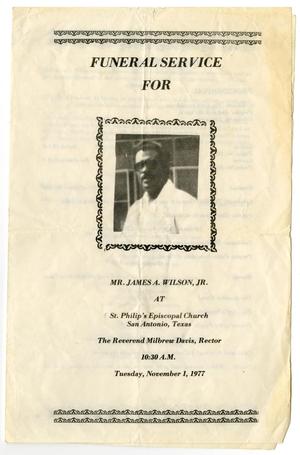 Primary view of object titled '[Funeral Program for James A. Wilson, Jr., November 1, 1977]'.