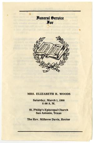 Primary view of object titled '[Funeral Program for Elizabeth R. Woods, March 1, 1980]'.
