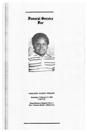 Primary view of object titled '[Funeral Program for Gregory Wright, February 9, 1980]'.
