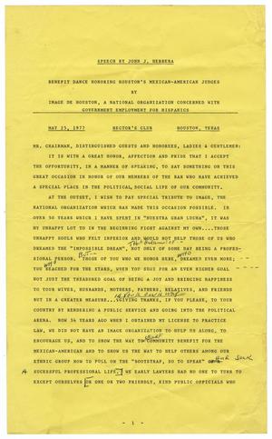 Primary view of object titled '[Draft of speech by John J. Herrera - 1977-05-25]'.