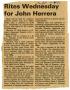 Thumbnail image of item number 1 in: 'Rites Wednesday for John Herrera'.