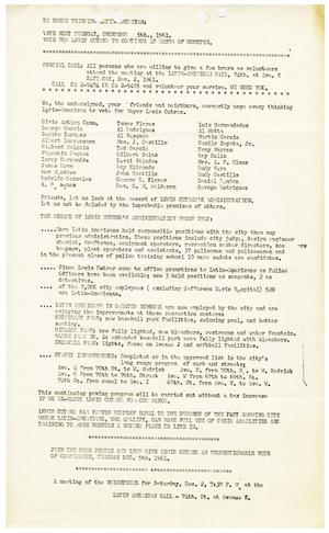 Primary view of object titled '[Flyer for the re-election of Houston Mayor Lewis Cutrer]'.