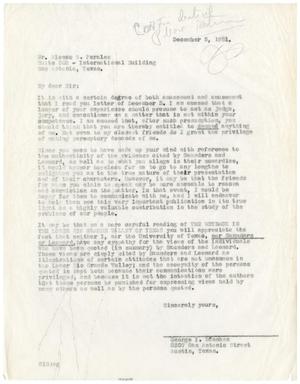 Primary view of object titled '[Letter from George I. Sánchez to Alonso S. Perales - December 5, 1951]'.