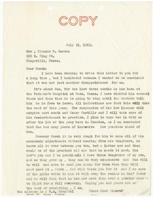 Primary view of object titled '[Letter from John J. Herrera to Eleanor R. Garcia - 1963-07-31]'.