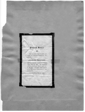 Primary view of object titled '[John B. Denton Funeral Notice]'.