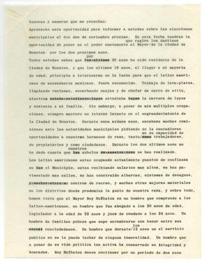 Primary view of object titled '[Campaign speech by John J. Herrera for Roy Hofheinz]'.