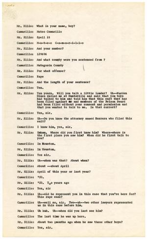Primary view of object titled '[Transcript of recorded conversation between O. B. Ellis and Mateo Camarillo]'.