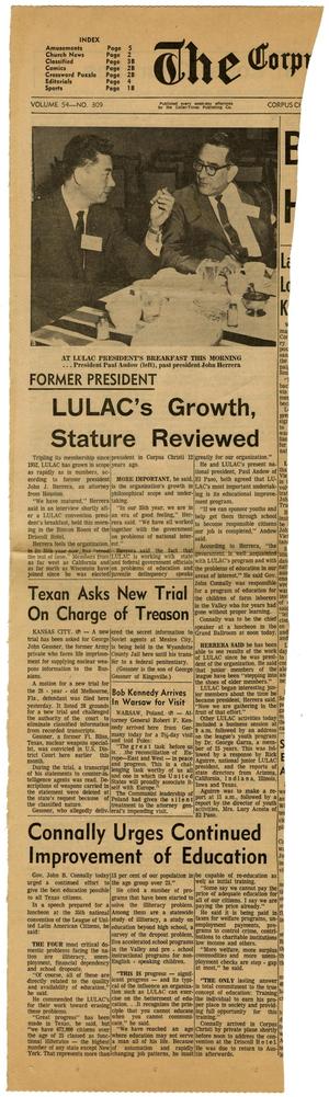 Primary view of object titled 'LULAC's Growth, Stature Reviewed'.