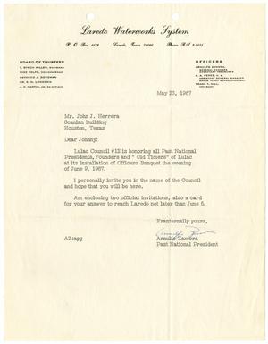 Primary view of object titled '[Letter from Arnulfo Zamora to John J. Herrera - 1967-05-23]'.