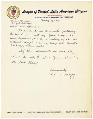 Primary view of object titled '[Letter from Eduardo Morga to John J. Herrera - 1977-05-04]'.