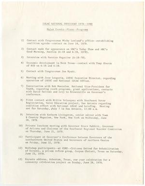 Primary view of object titled '[Major events-plans-programs for 1979-1980, pages one through three]'.