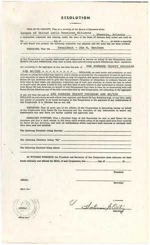 Primary view of object titled '[Resolution between LULAC and Joseph R. Benites]'.