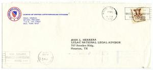 Primary view of object titled '[Envelope from Manuel Gonzales to John J. Herrera - 1977-06-18]'.