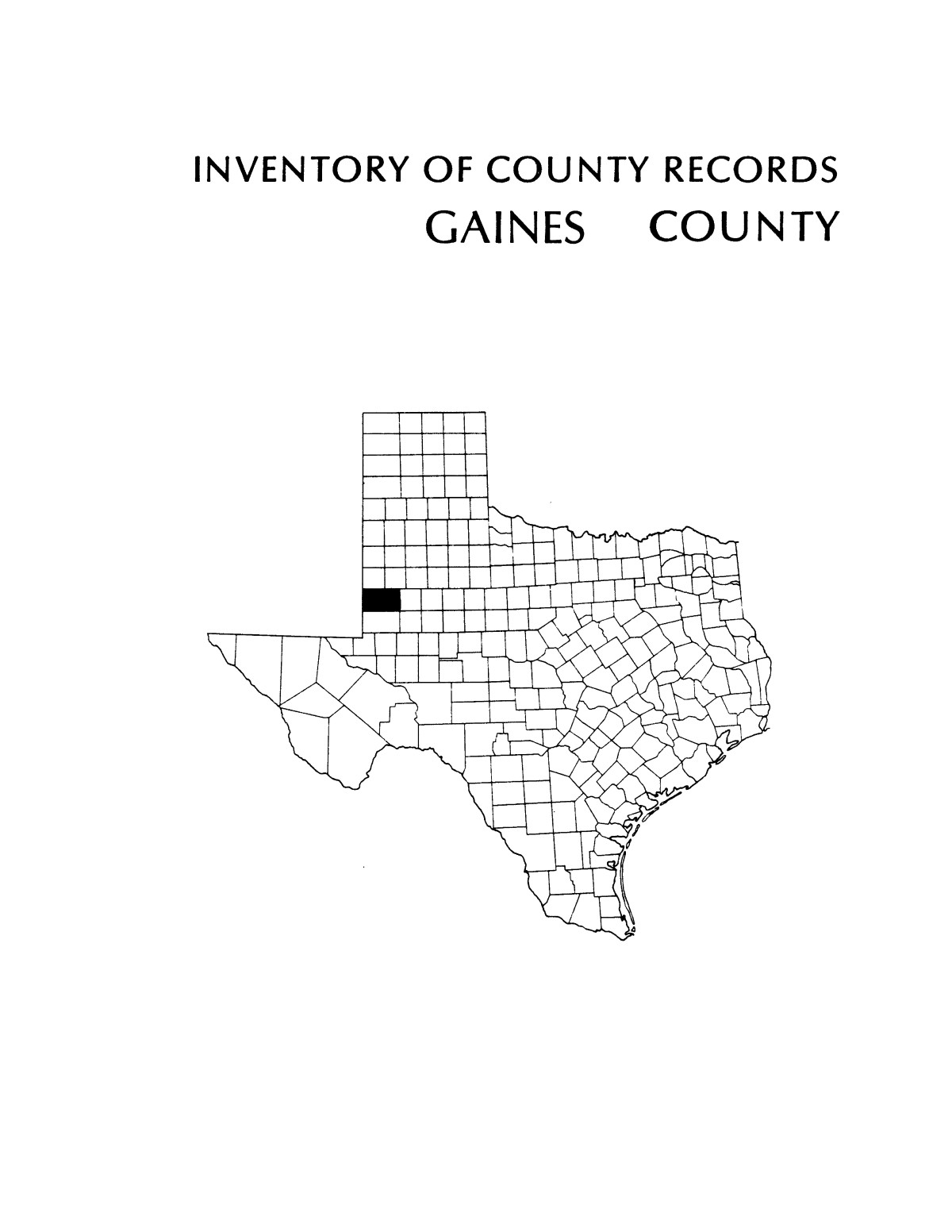 Inventory of county records, Gaines County courthouse, Seminole, Texas
                                                
                                                    Front Cover
                                                