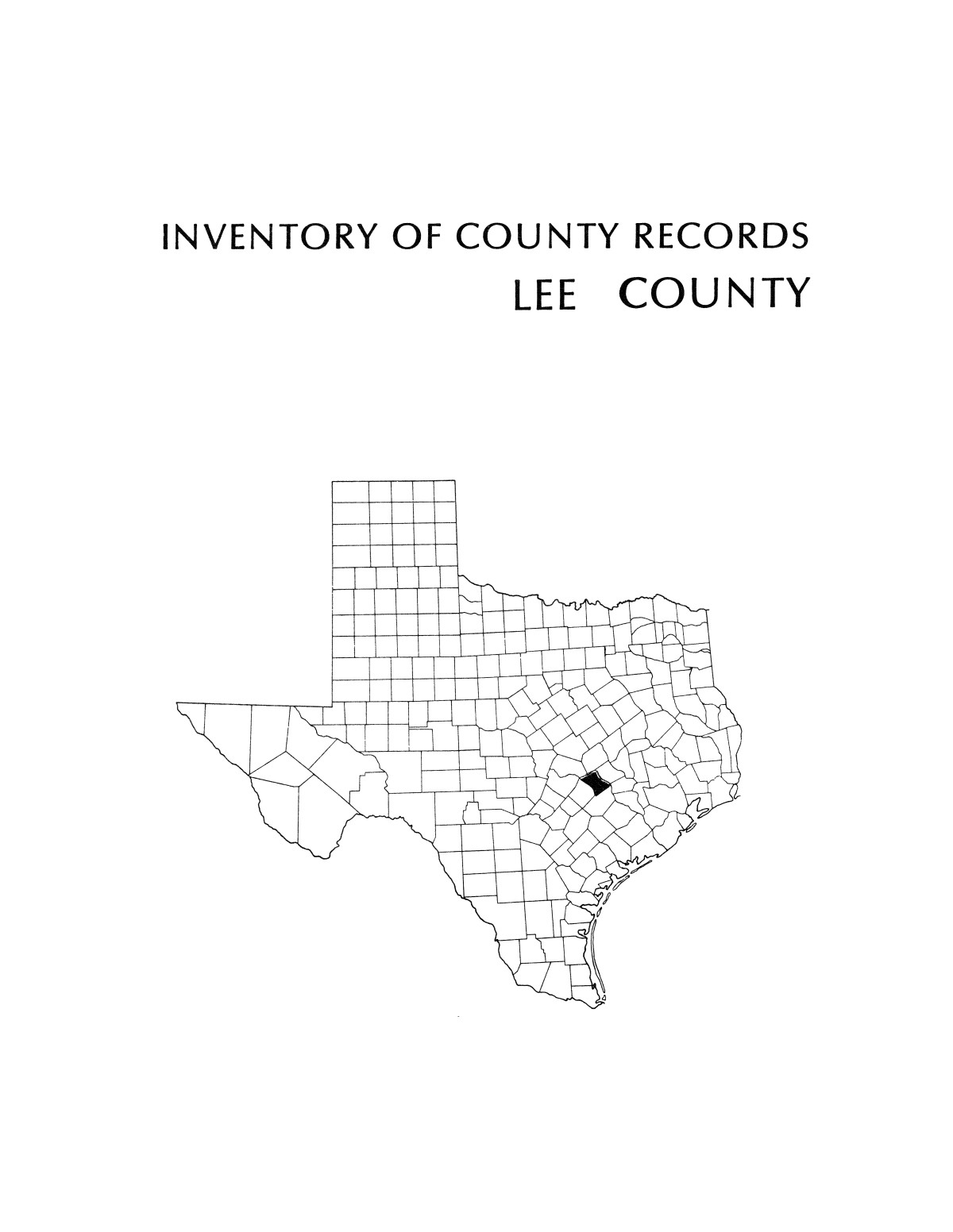 Inventory of county records, Lee County Courthouse, Giddings, Texas
                                                
                                                    Front Cover
                                                