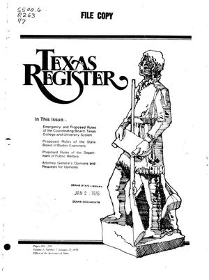 Primary view of object titled 'Texas Register, Volume 1, Number 7, Pages 189-238, January 27, 1976'.