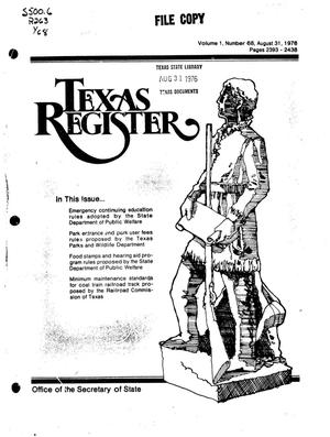 Primary view of object titled 'Texas Register, Volume 1, Number 68, Pages 2393-2438, August 31, 1976'.