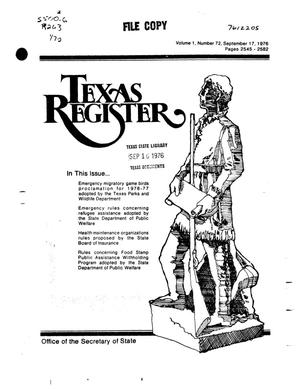 Primary view of object titled 'Texas Register, Volume 1, Number 72, Pages 2545-2582, September 17, 1976'.